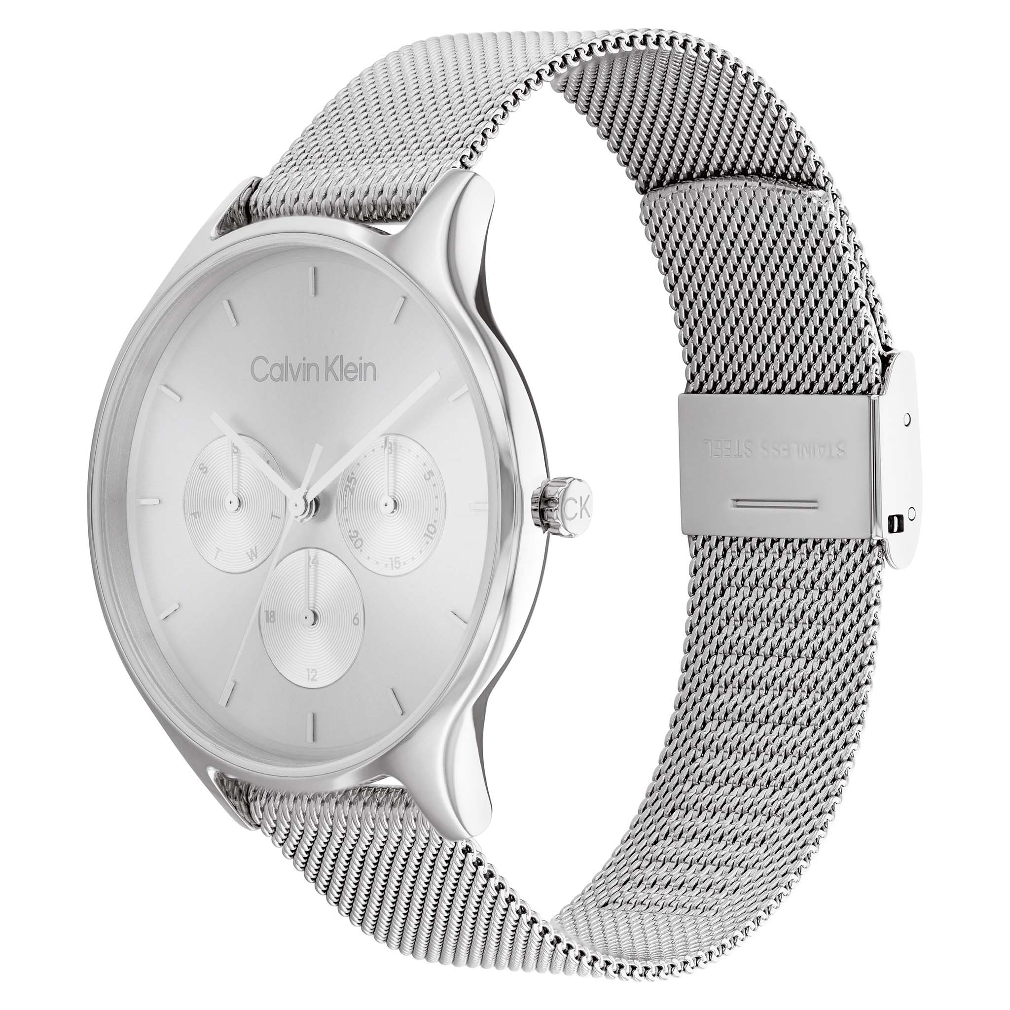 Calvin Klein Silver Mesh Grey Dial Women's Multi-function Watch - 25200104