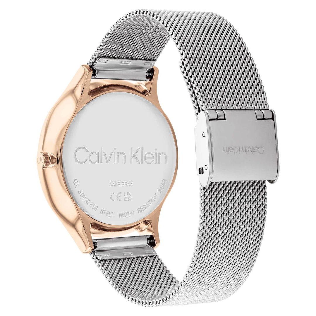 Calvin Klein Steel Mesh Silver White Dial Women's Multi-function Watch - 25200106
