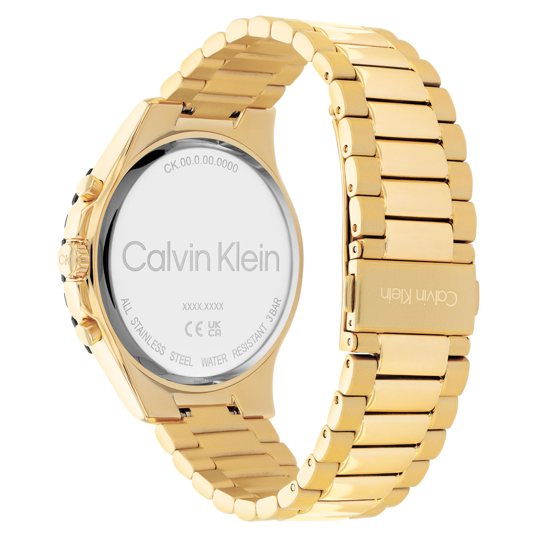 Calvin Klein Sport Light Gold Steel Black Dial Men's Multi-function Watch - 25200116