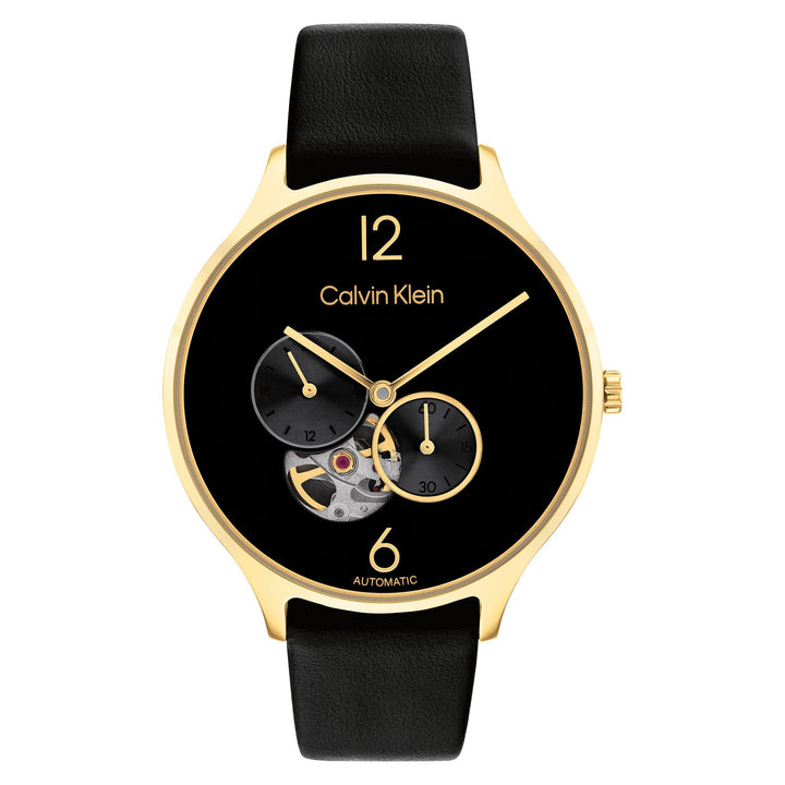 Calvin Klein Black Leather Mech-Automatic Women's Watch - 25200123