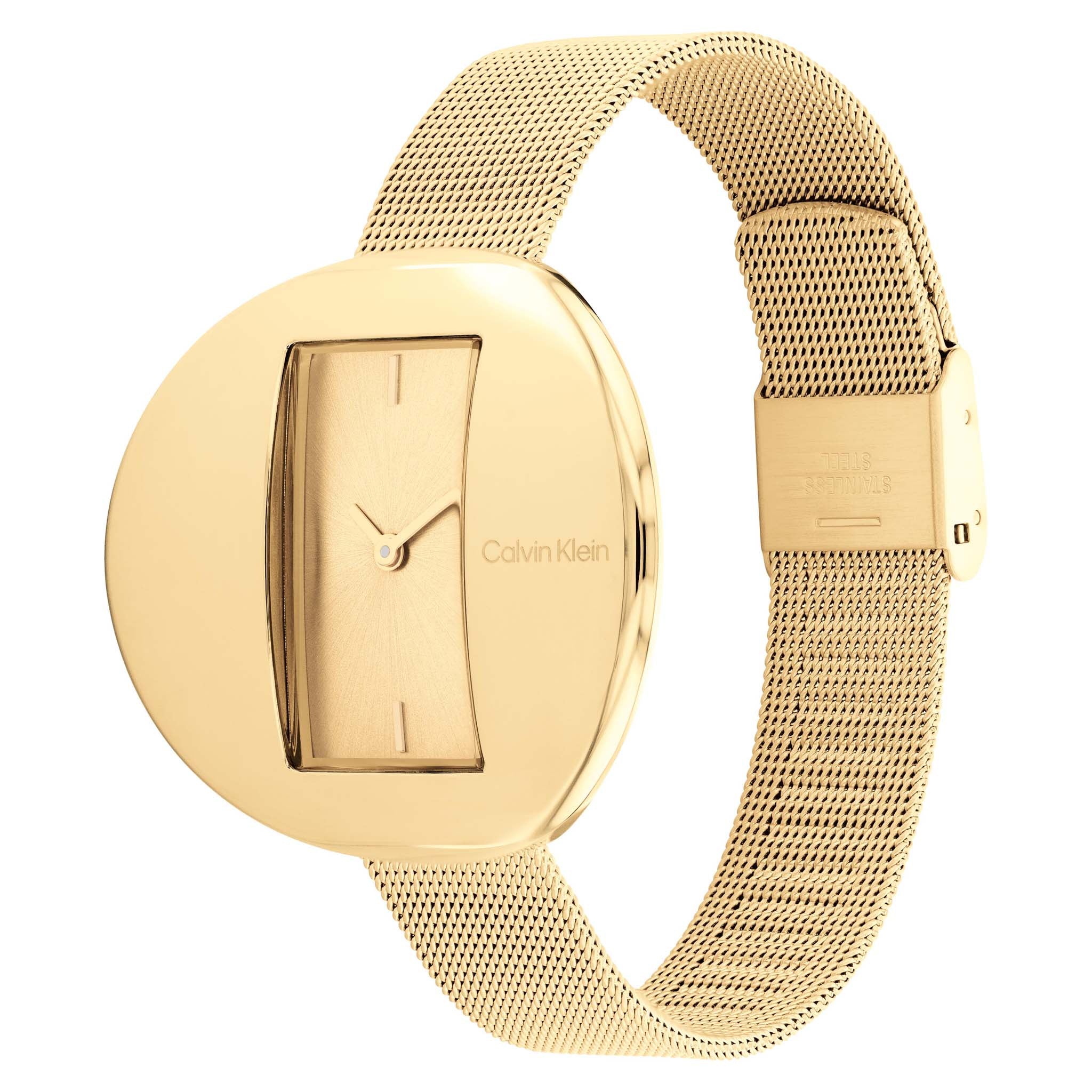 Calvin Klein Steel Mesh Gold Dial Women's Watch - 25200146