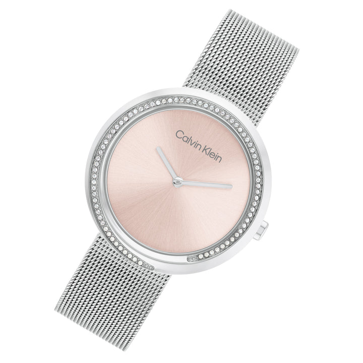 Calvin Klein Silver Mesh Blush Dial Women's Watch - 25200149