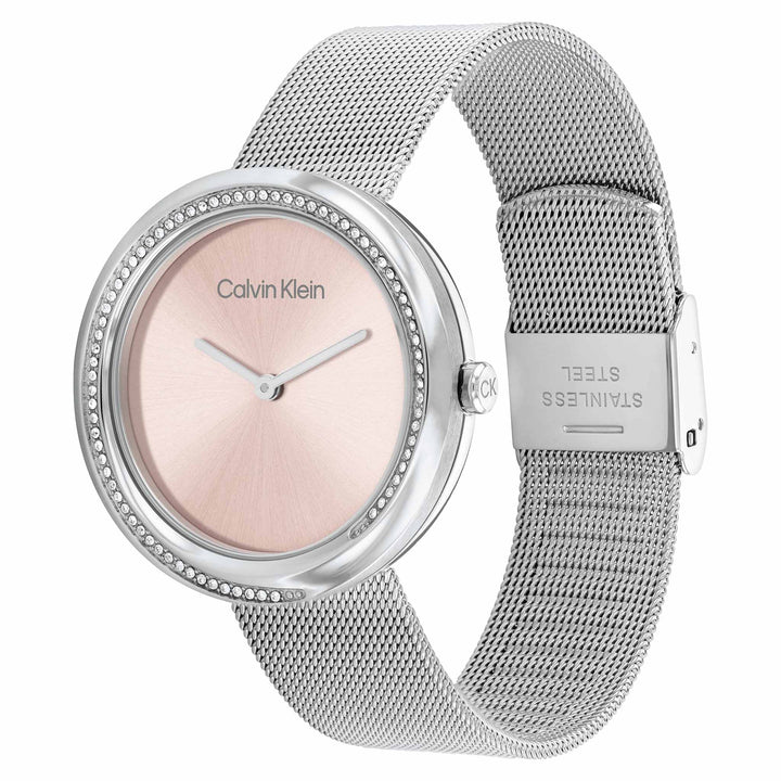 Calvin Klein Silver Mesh Blush Dial Women's Watch - 25200149