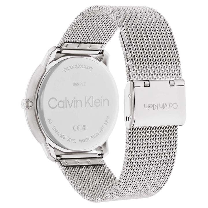 Calvin Klein Silver Mesh Black Dial Unisex Watch - 25200152