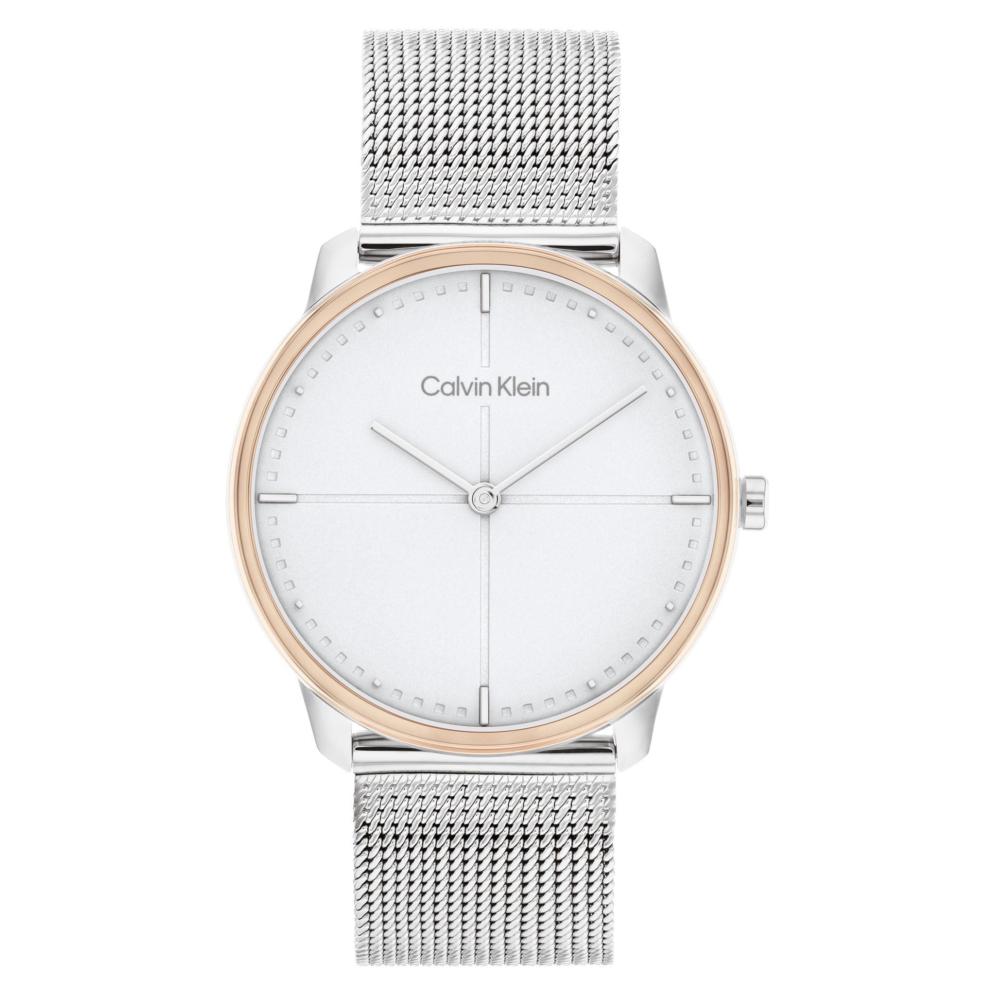 Calvin Klein Silver Mesh Light Grey Dial Unisex Watch - 25200157 – The ...