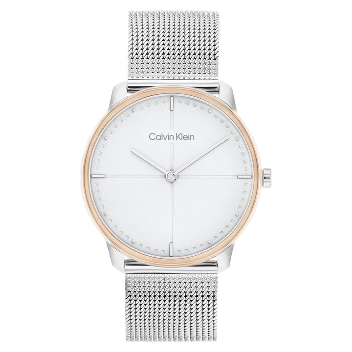 Calvin Klein Silver Mesh Light Grey Dial Unisex Watch - 25200157