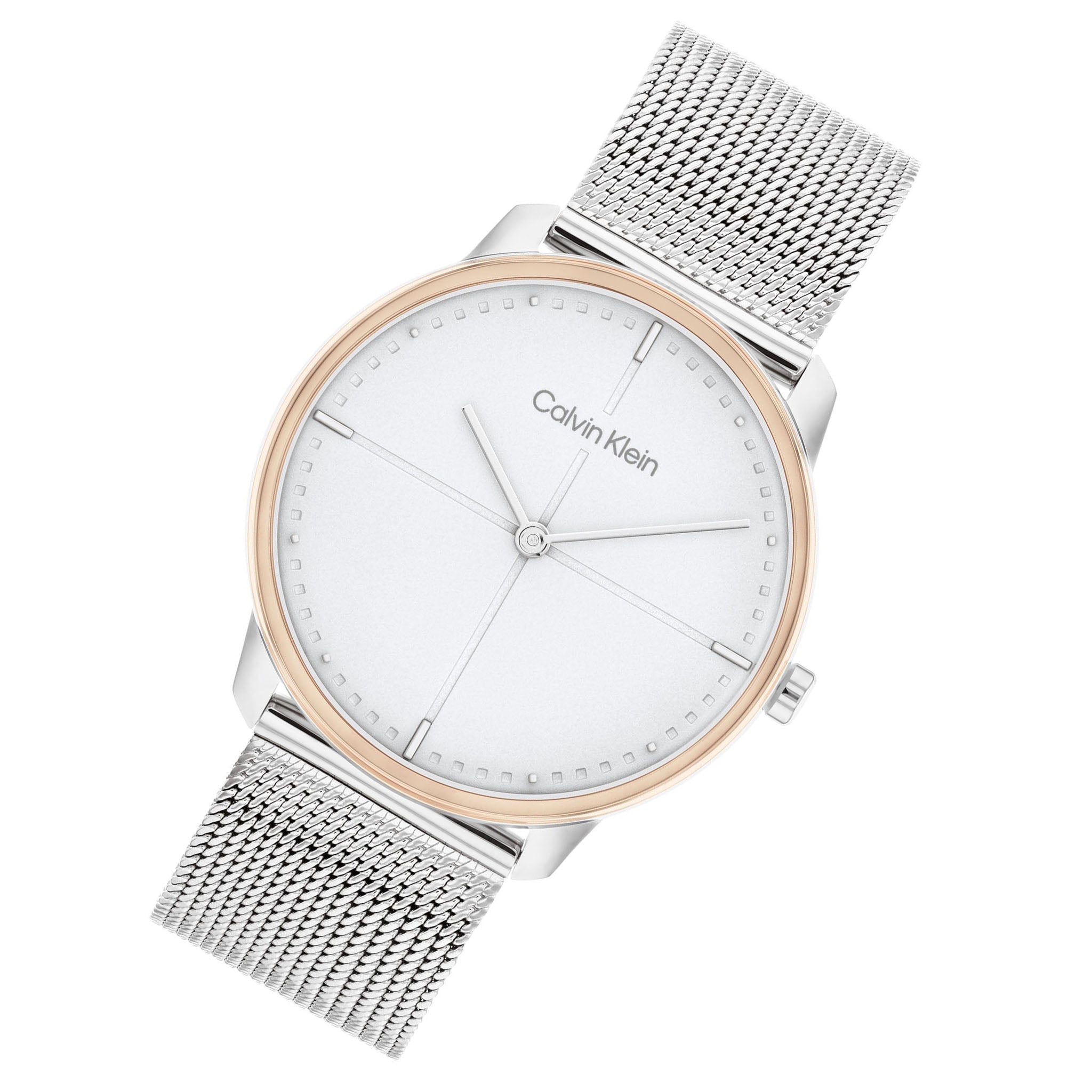 Calvin Klein Silver Mesh Light Grey Dial Unisex Watch - 25200157