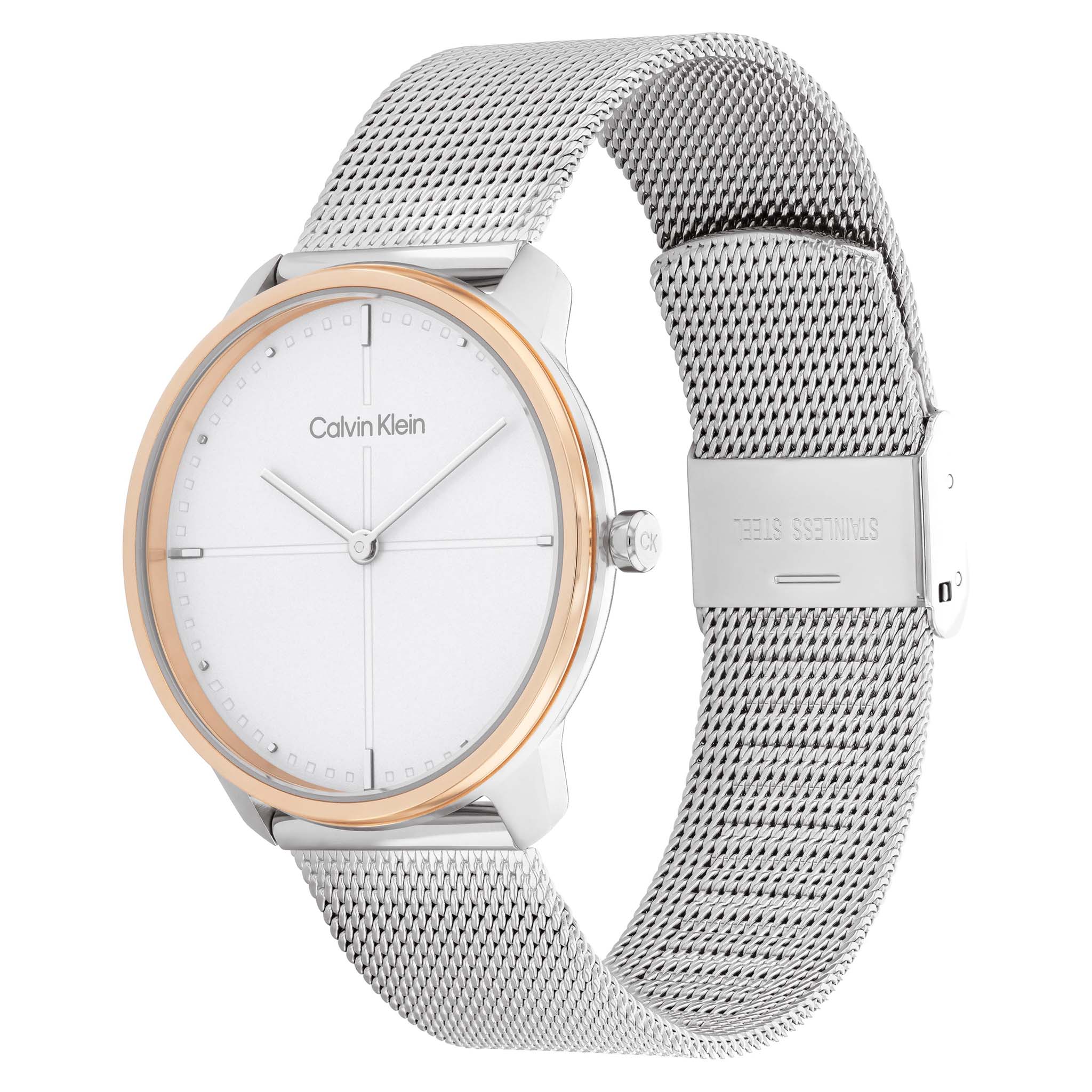 Calvin Klein Silver Mesh Light Grey Dial Unisex Watch - 25200157