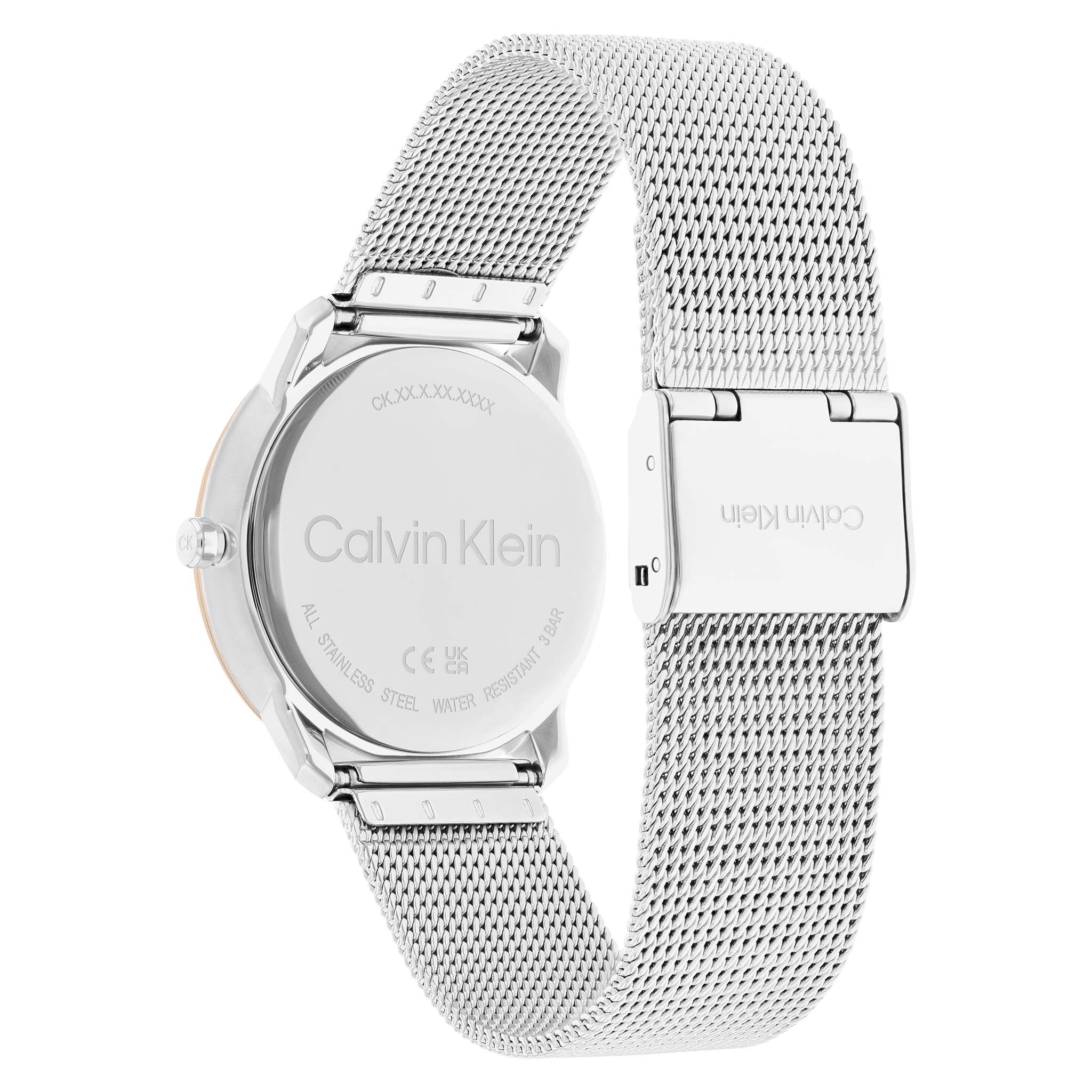 Calvin Klein Silver Mesh Light Grey Dial Unisex Watch - 25200157