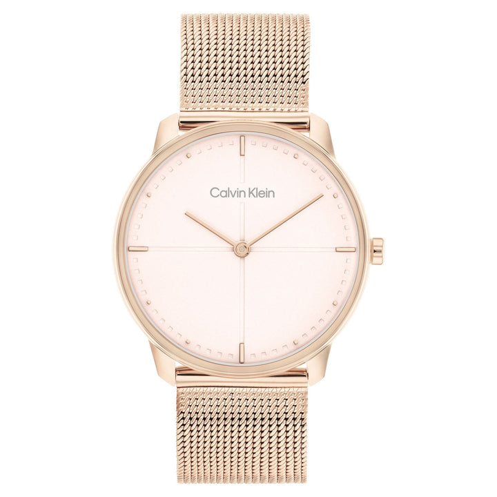 Calvin Klein Carnation Gold Mesh Blush Dial Unisex Watch - 25200158
