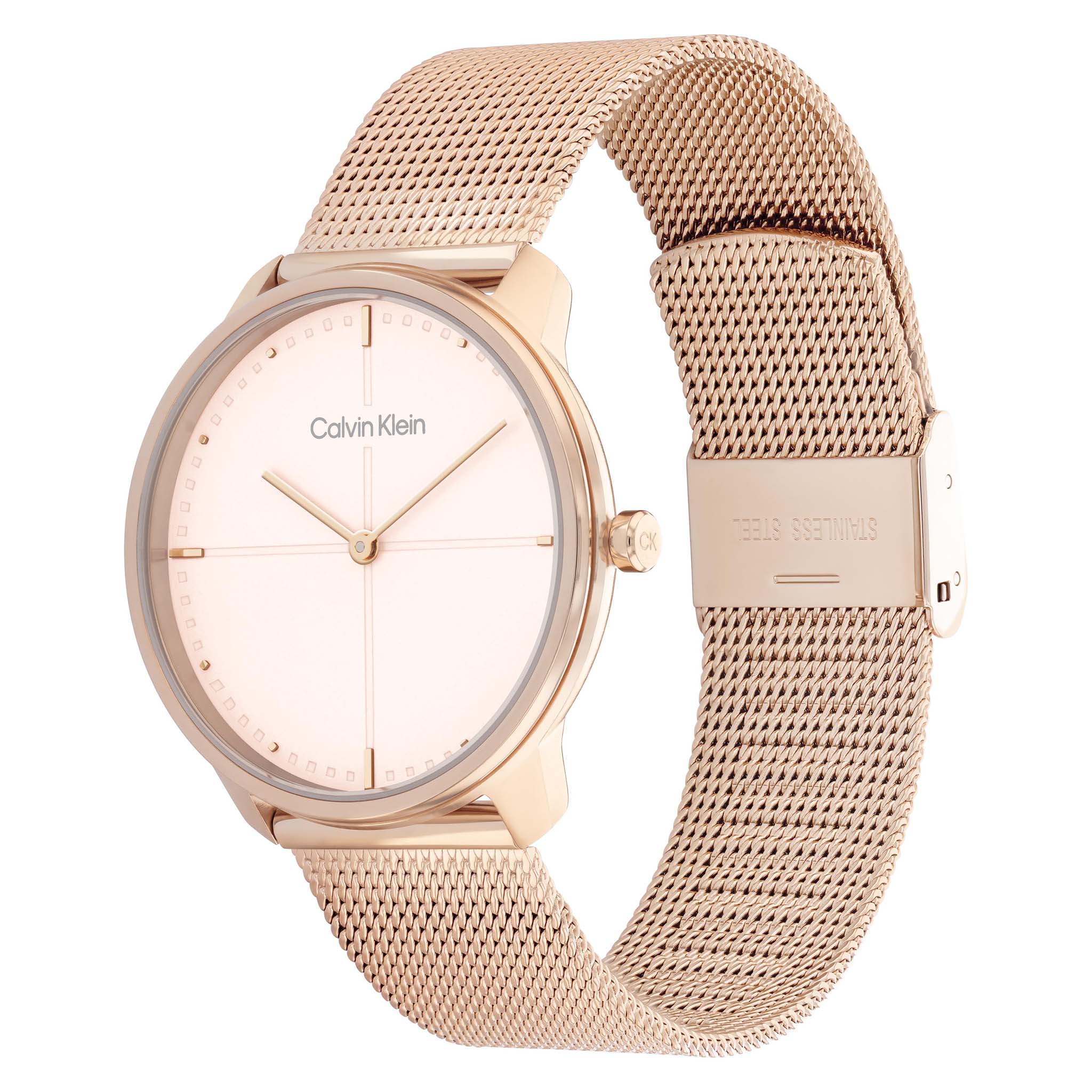 Calvin Klein Carnation Gold Mesh Blush Dial Unisex Watch - 25200158