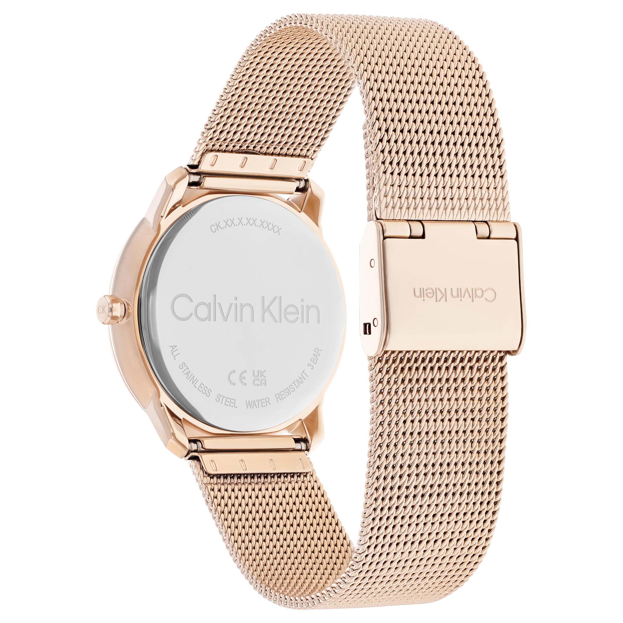Calvin Klein Carnation Gold Mesh Blush Dial Unisex Watch - 25200158