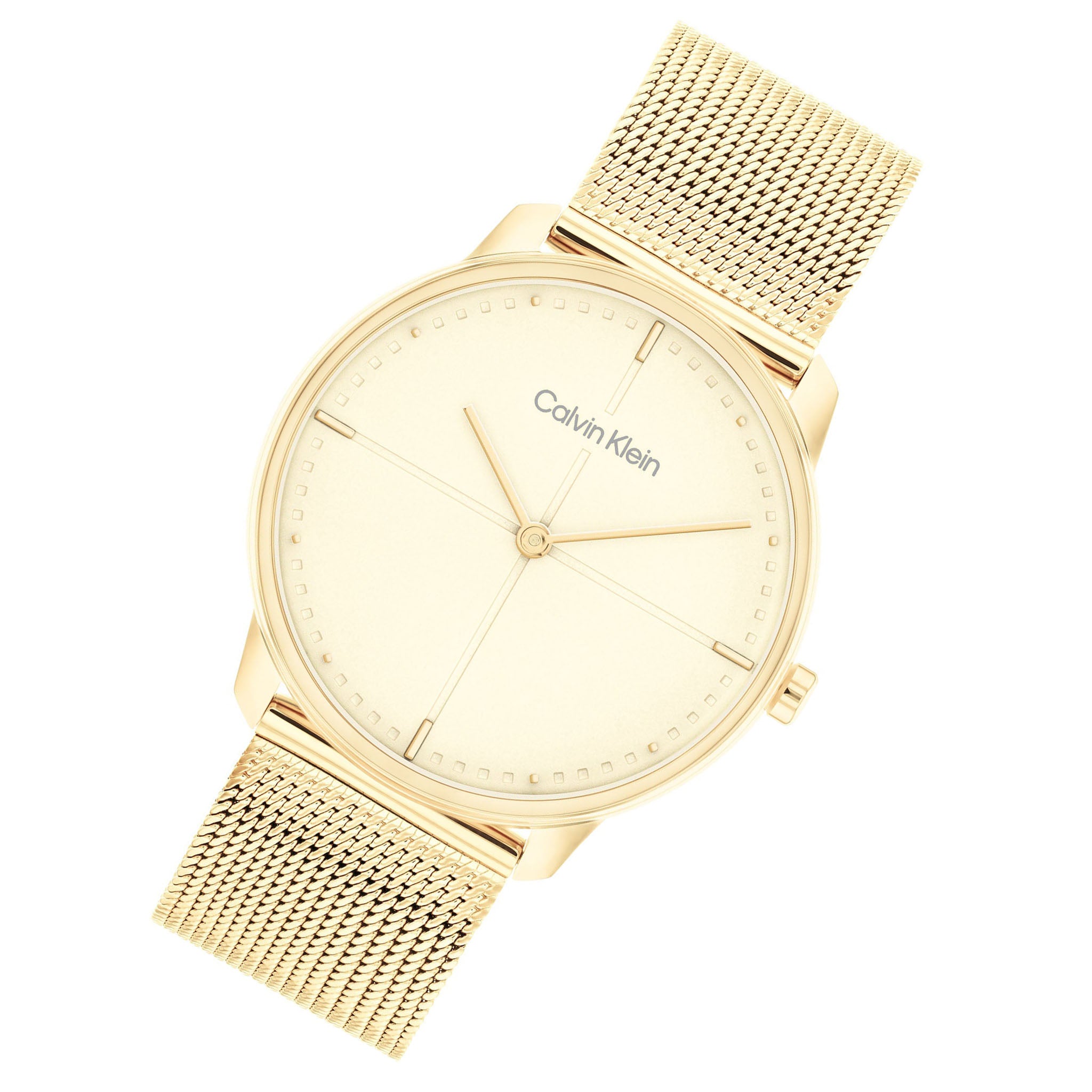 Calvin Klein Gold Mesh Champagne Dial Unisex Watch - 25200159