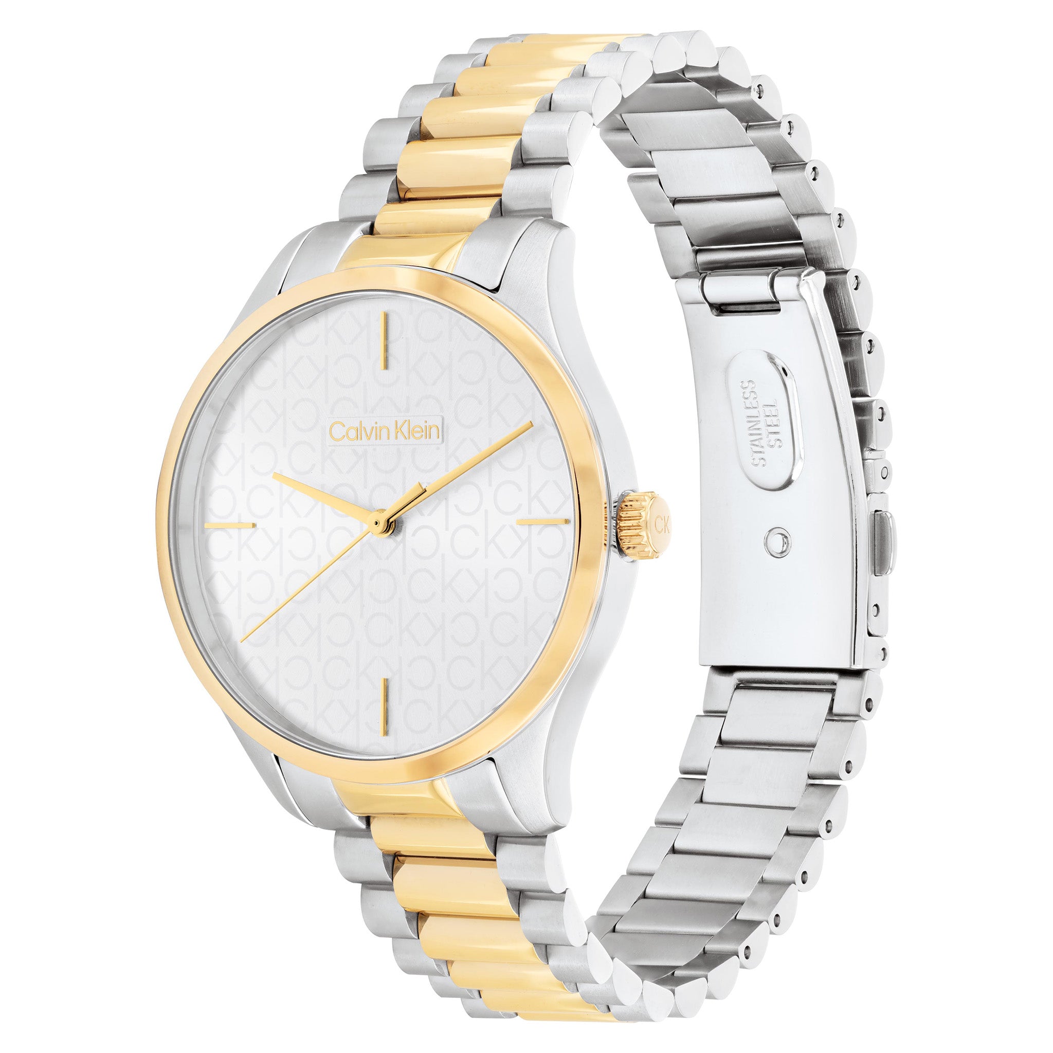 Calvin Klein Two-Tone Steel Silver White Dial Unisex Watch - 25200167