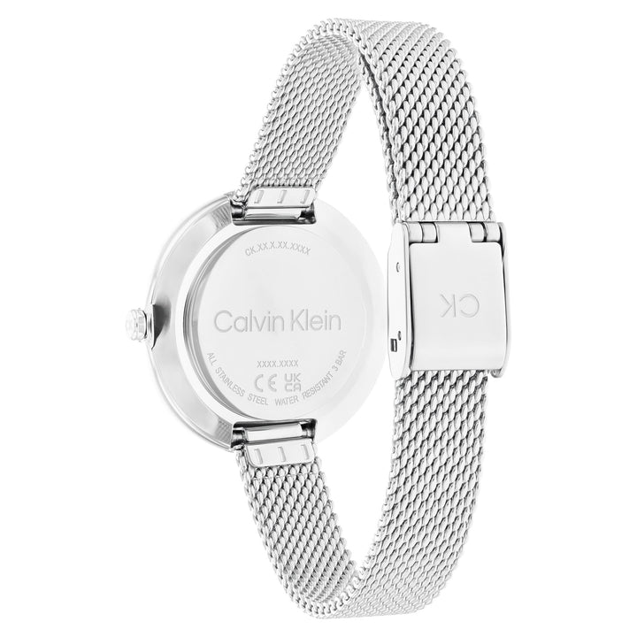 Calvin Klein Silver Mesh Green Dial Women's Watch - 25200185