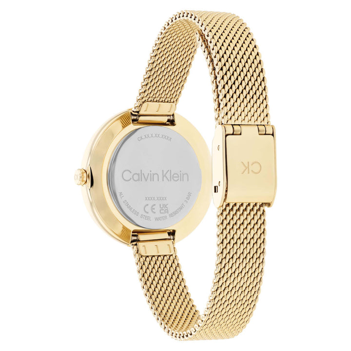 Calvin Klein Gold Mesh Black Dial Women's Watch - 25200186