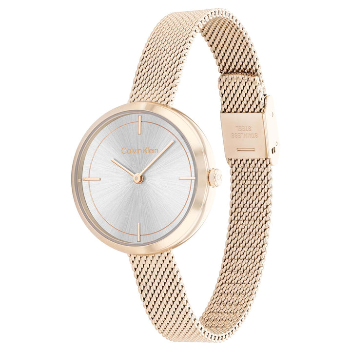 Calvin Klein Carnation Gold Mesh Light Grey Dial Women's Watch - 25200187