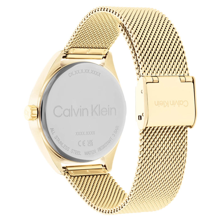 Calvin Klein Gold Mesh Silver White Dial Women's Watch - 25200195
