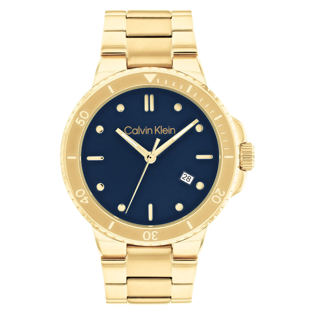 Calvin Klein Gold Steel Blue Dial Men's Watch - 25200204