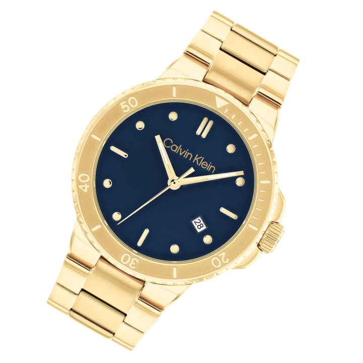 Calvin Klein Gold Steel Blue Dial Men's Watch - 25200204