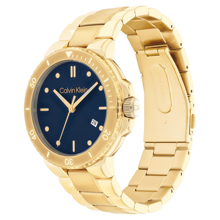 Calvin Klein Gold Steel Blue Dial Men's Watch - 25200204