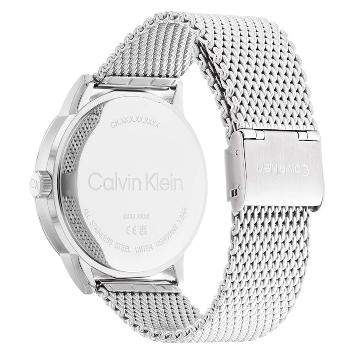 Calvin Klein Silver Mesh Black Dial Multi-function Men's Watch - 25200213