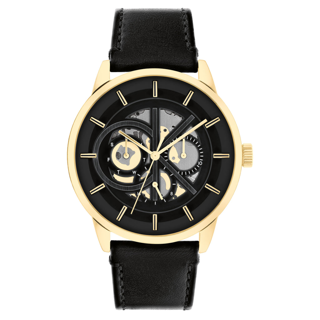 Calvin Klein Black Leather Multi-function Men's Watch - 25200217
