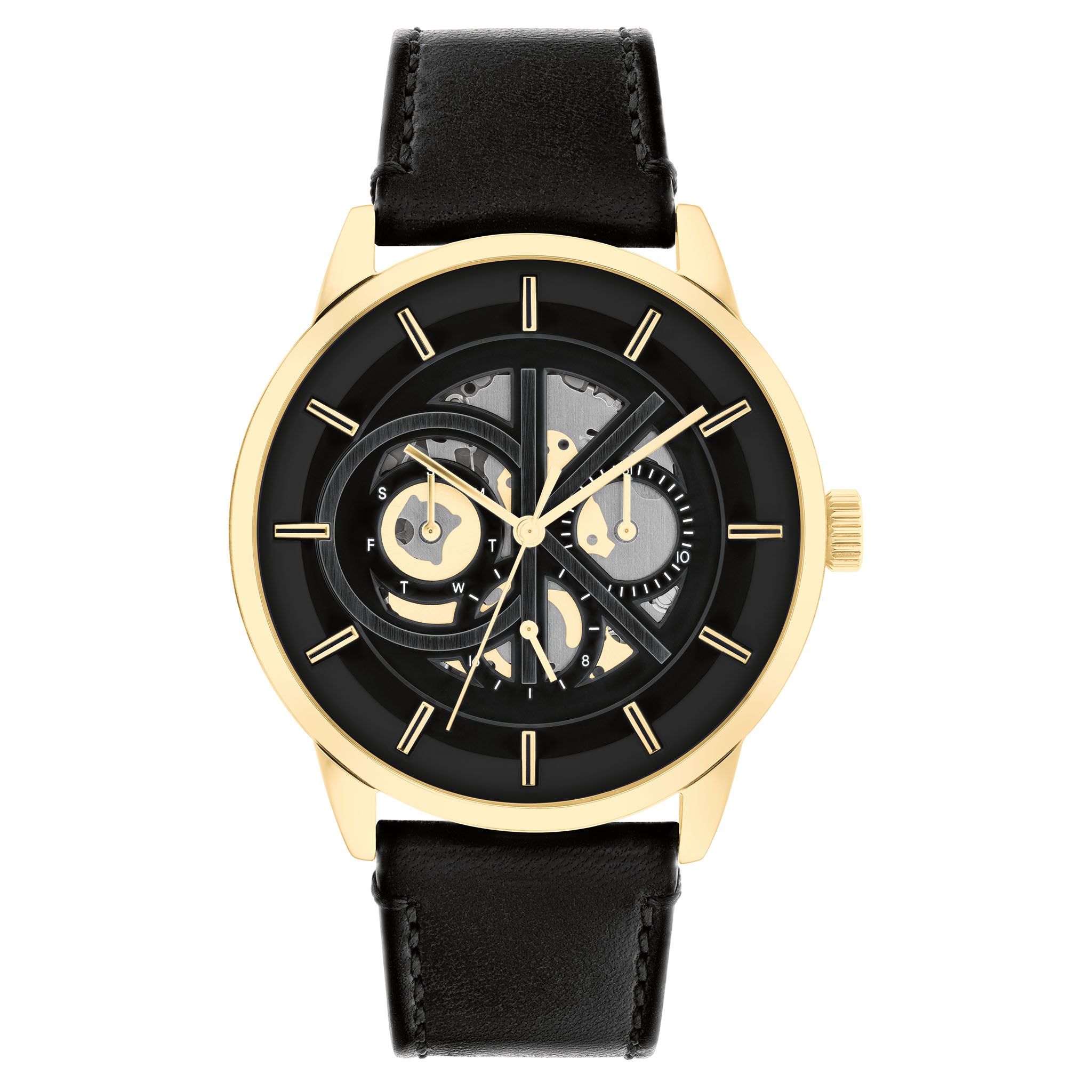 Calvin Klein Black Leather Multi-function Men's Watch - 25200217