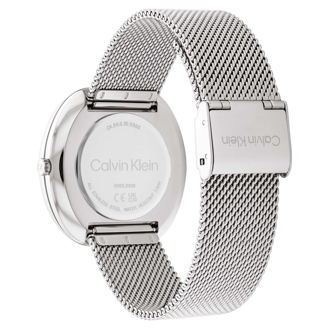 Calvin Klein Silver-tone Steel Mesh White Dial Women's Watch - 25200245