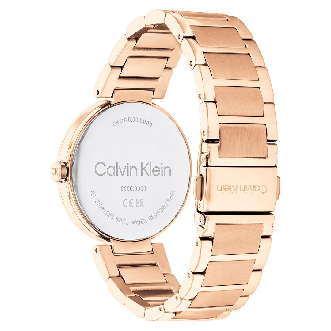 Calvin Klein Rose Gold Steel Silver Dial Slim Women's Watch - 25200253