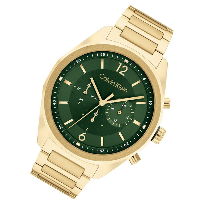Calvin Klein Gold Steel Green Dial Chronograph Men's Watch - 25200266