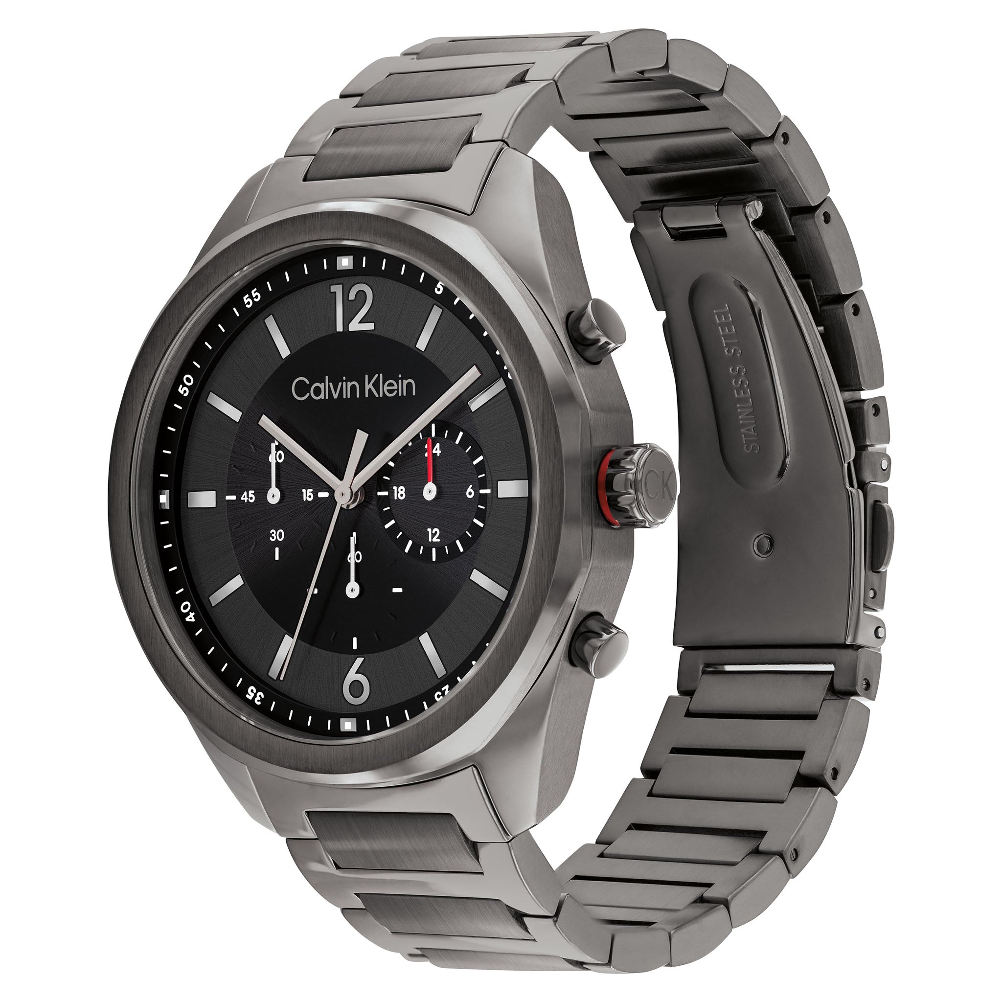 Calvin Klein Dark Grey Steel Black Dial Chronograph Men's Watch - 25200267