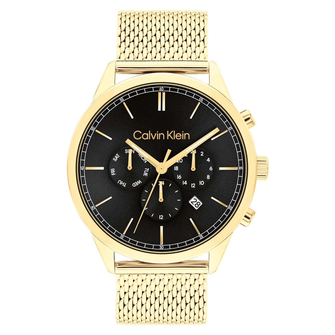 Calvin Klein Gold Steel Black Dial Multi-function Men's Watch - 25200375