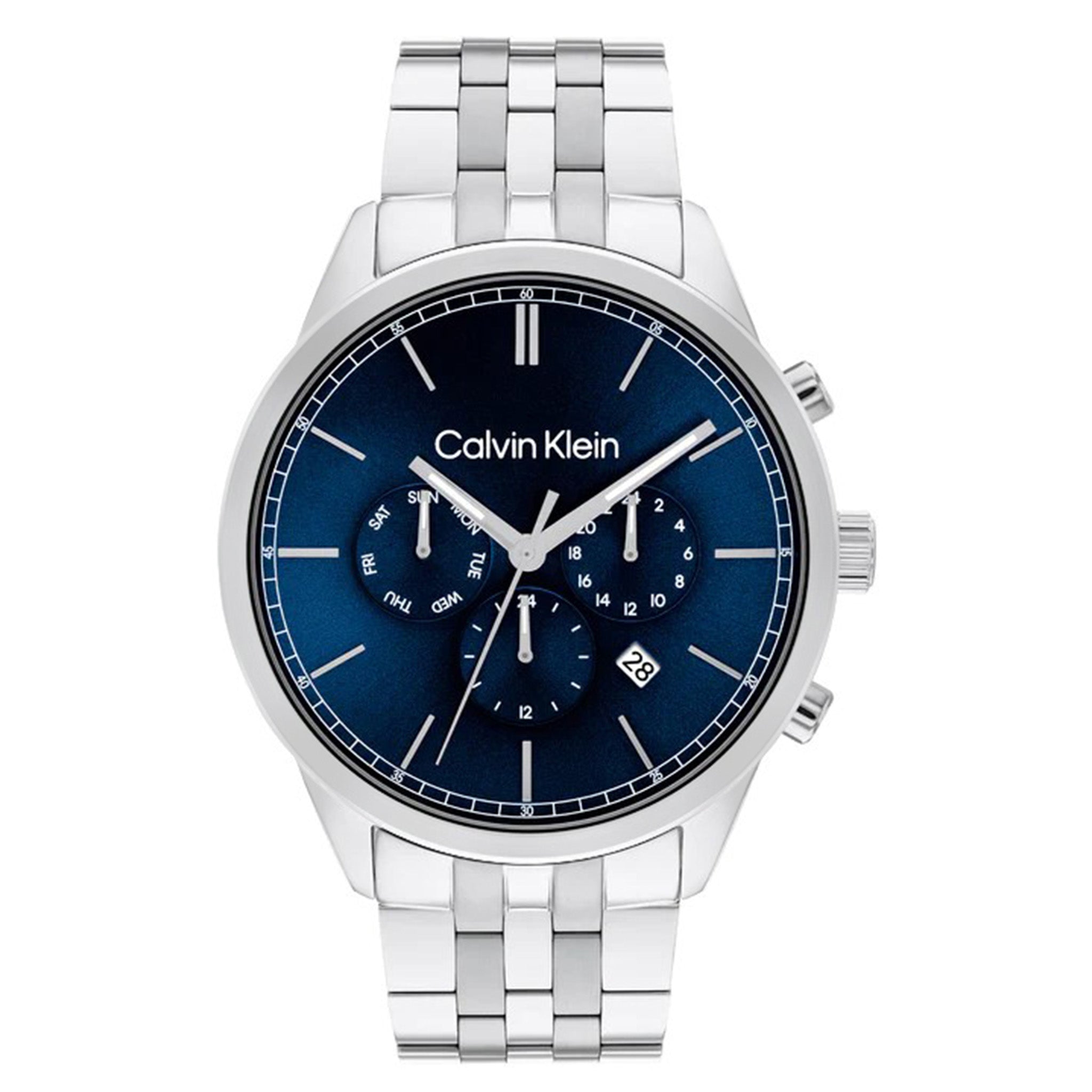 Calvin Klein Silver Steel Blue Dial Multi-function Men's Watch - 25200377