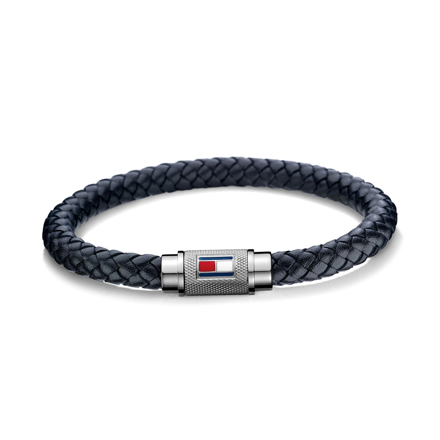 Tommy Hilfiger Jewellery Stainless Steel & Navy Leather Men's Bracelet - 2701000