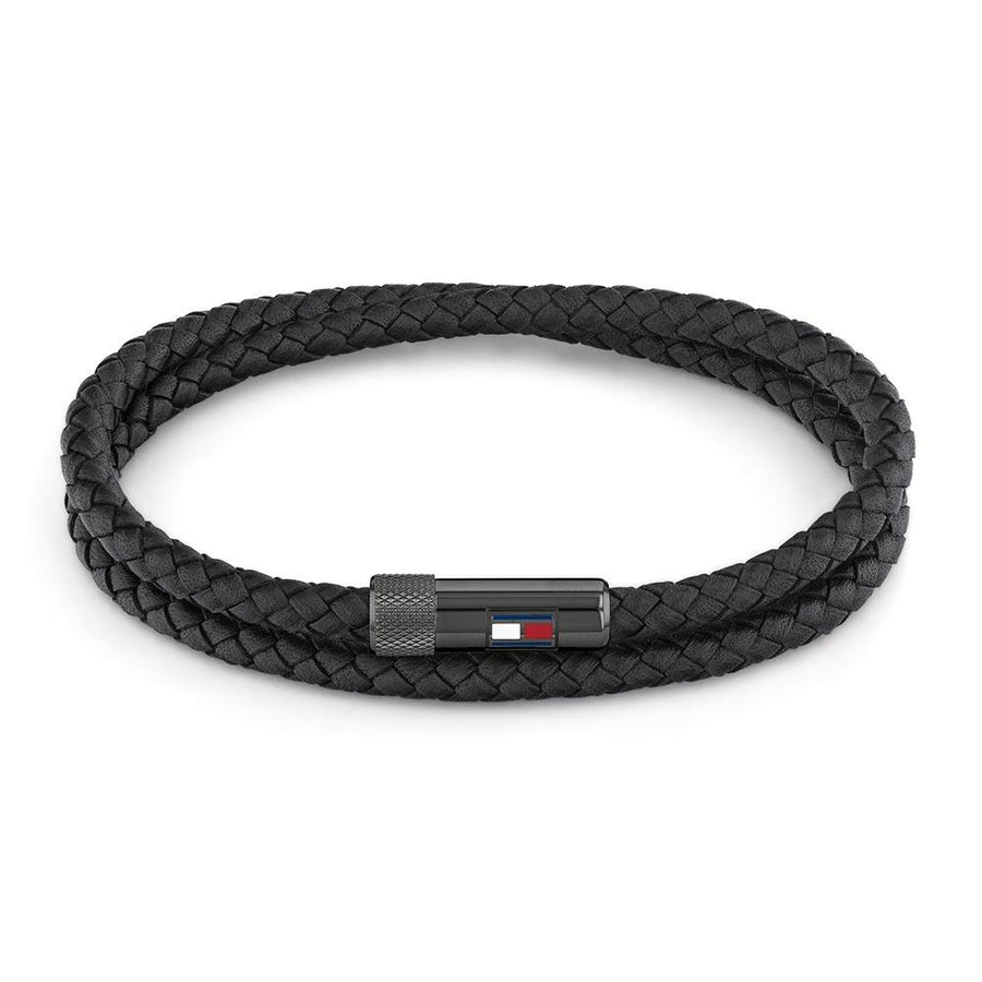Tommy Hilfiger Black Steel & Leather Men's Bracelet - 2790262S