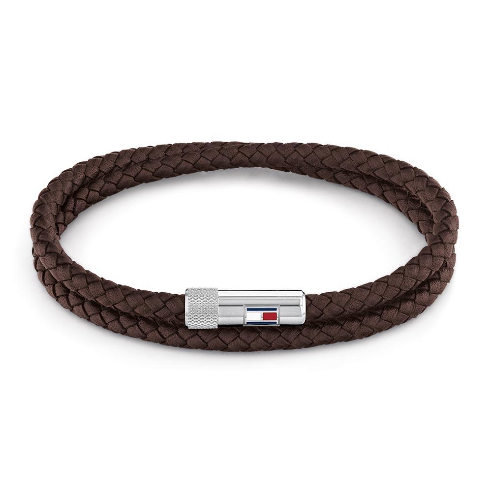 Tommy Hilfiger Stainless Steel & Brown Leather Men's Bracelet - 2790263S