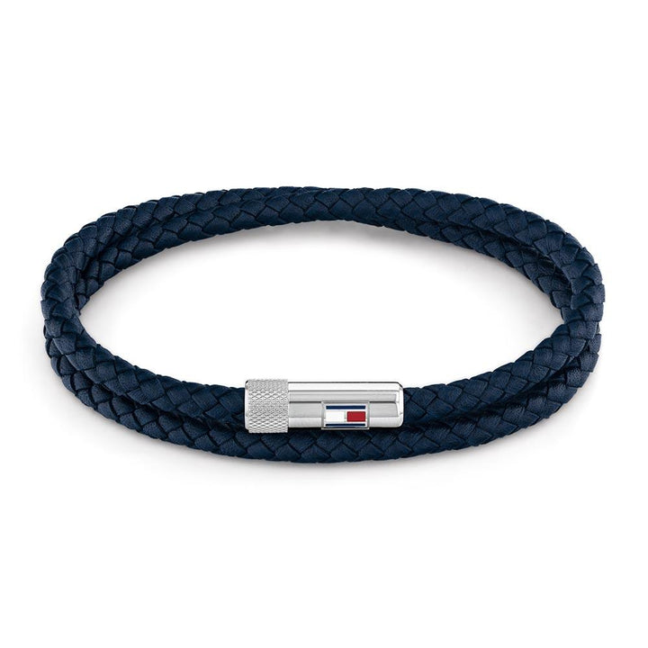 Tommy Hilfiger Stainless Steel & Blue Leather Men's Bracelet - 2790264S