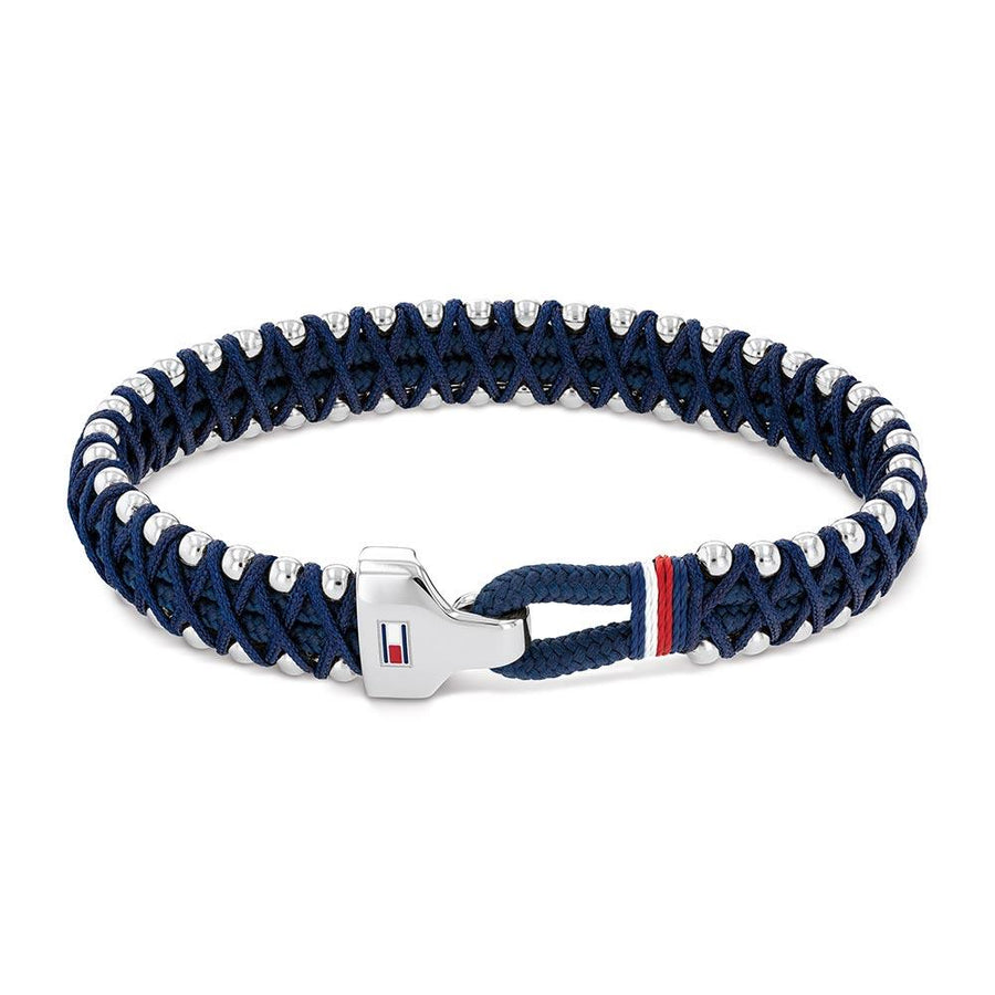 Tommy Hilfiger Stainless Steel & Navy Cord Men's Rope Bracelet - 2790265S