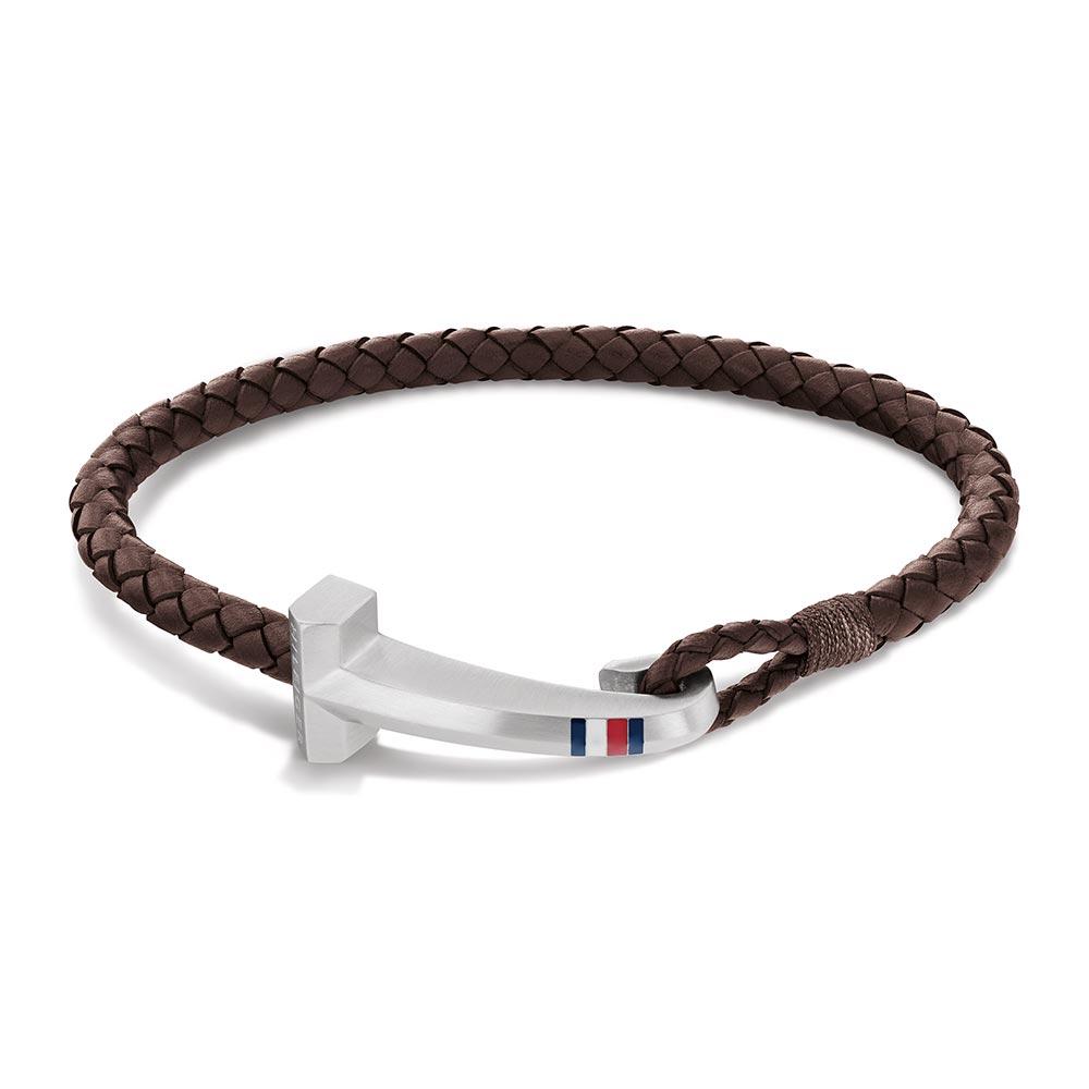 Tommy Hilfiger Stainless Steel & Brown Leather Men's Bracelet - 2790276S