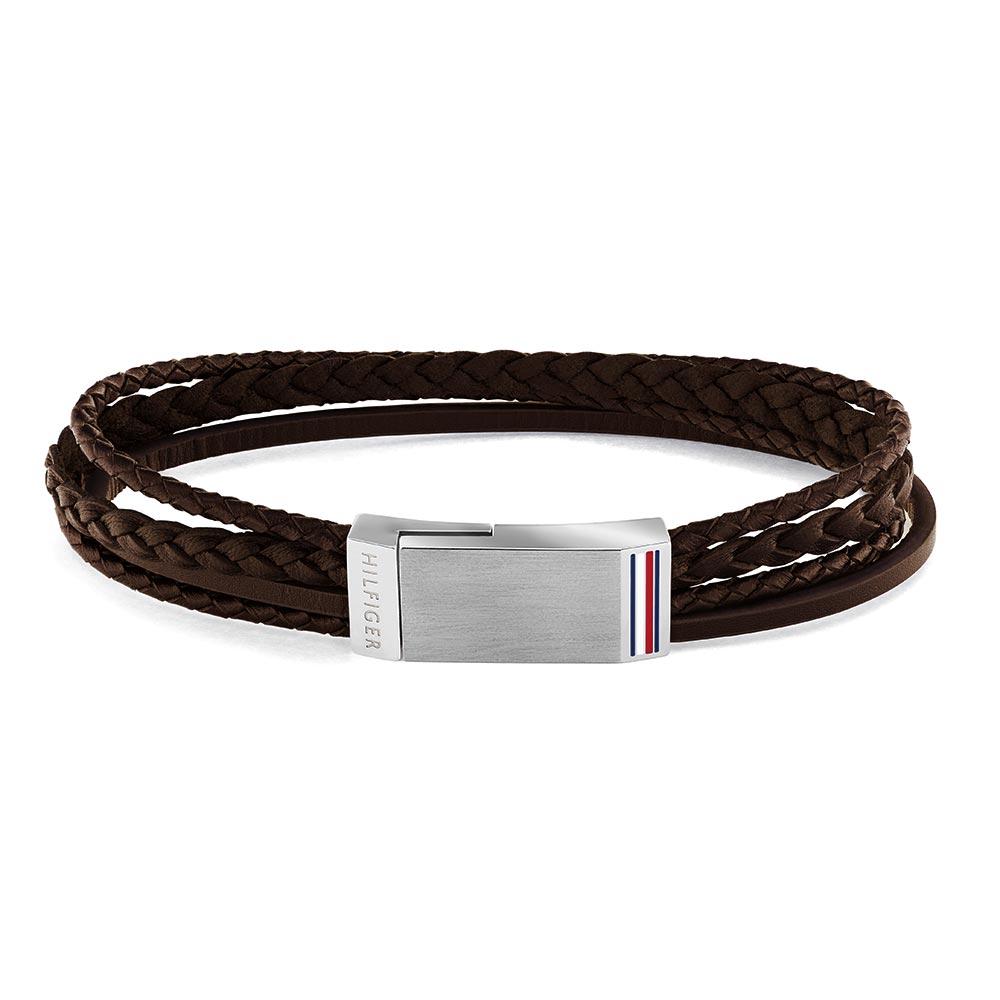 Tommy Hilfiger Stainless Steel & Brown Leather Men's Bracelet - 2790280L