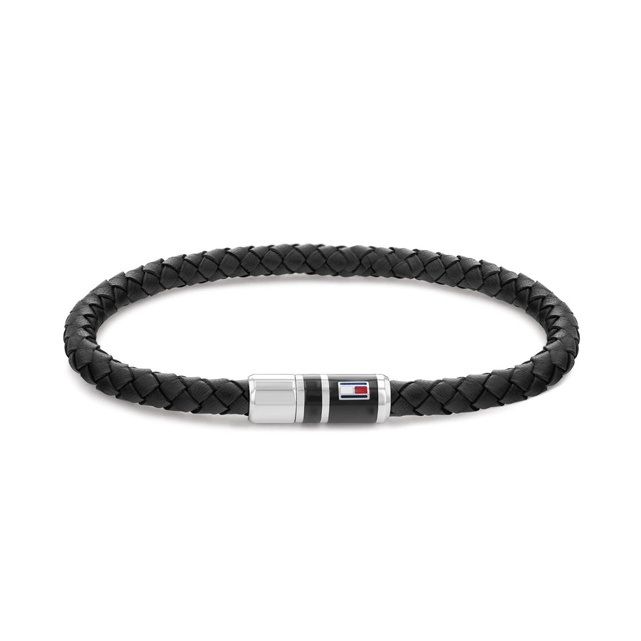 Tommy Hilfiger Jewellery Stainless Steel & Black Leather Men's Leather Bracelet - 2790293