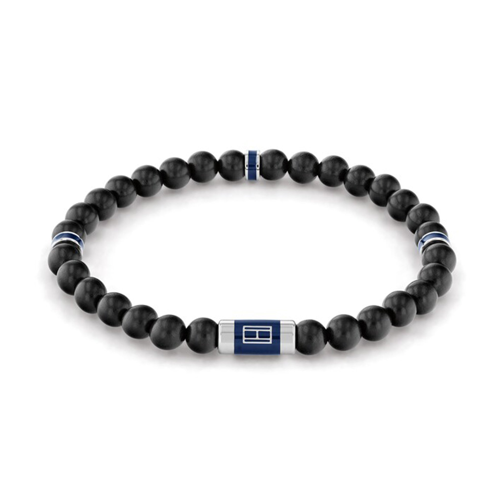 Tommy Hilfiger Jewellery Stainless Steel & Black Wood & Black Cord Men's Wood Bead Bracelet - 2790323