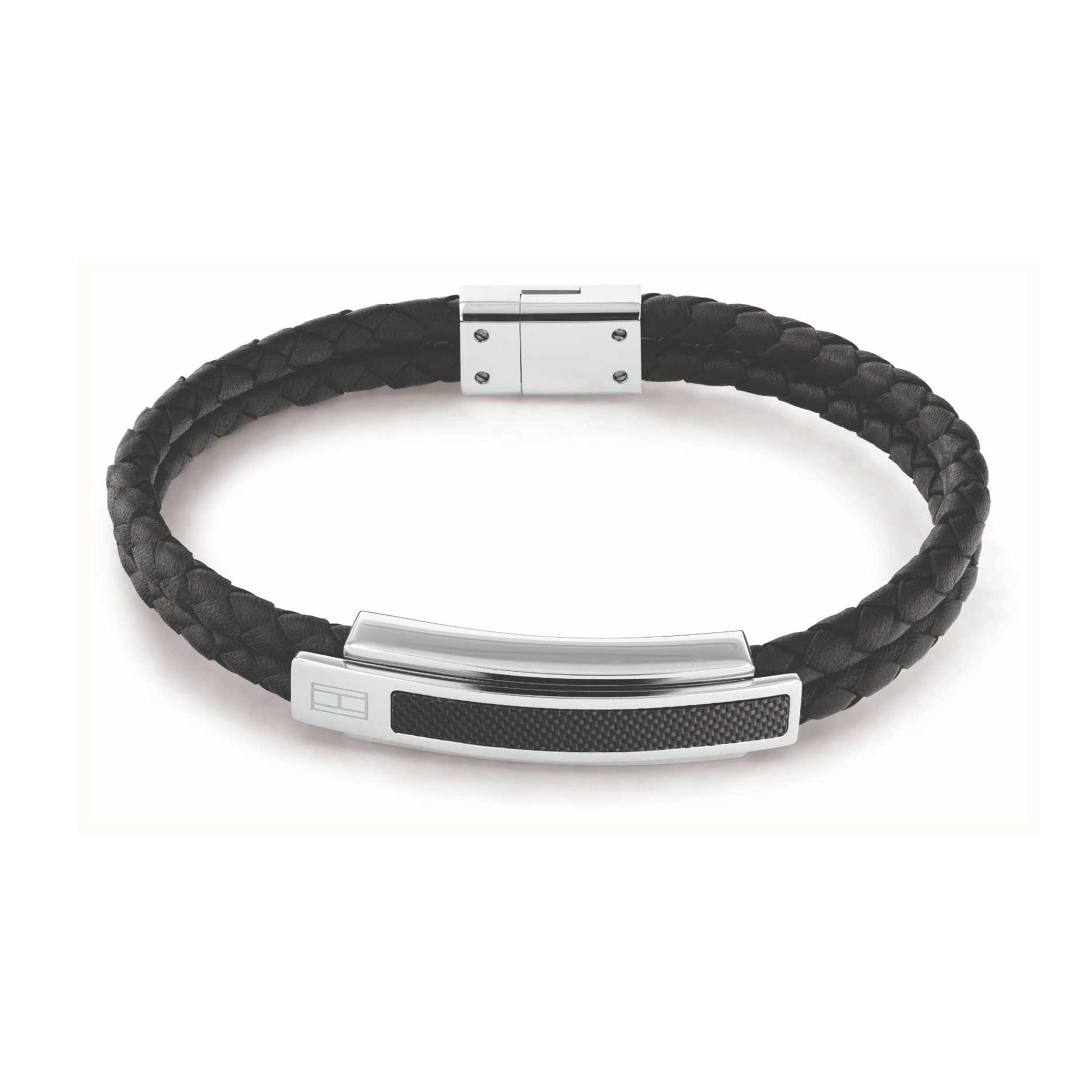 Tommy Hilfiger Jewellery Stainless Steel & Brass & Black Leather Men's Leather Bracelet - 2790357