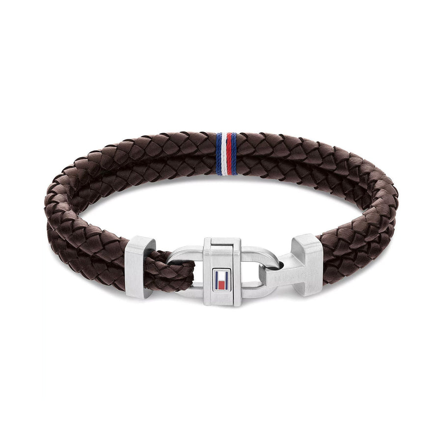 Tommy Hilfiger Jewellery Stainless Steel & Brown Leather & Multicolour Cord Men's Leather Bracelet - 2790363