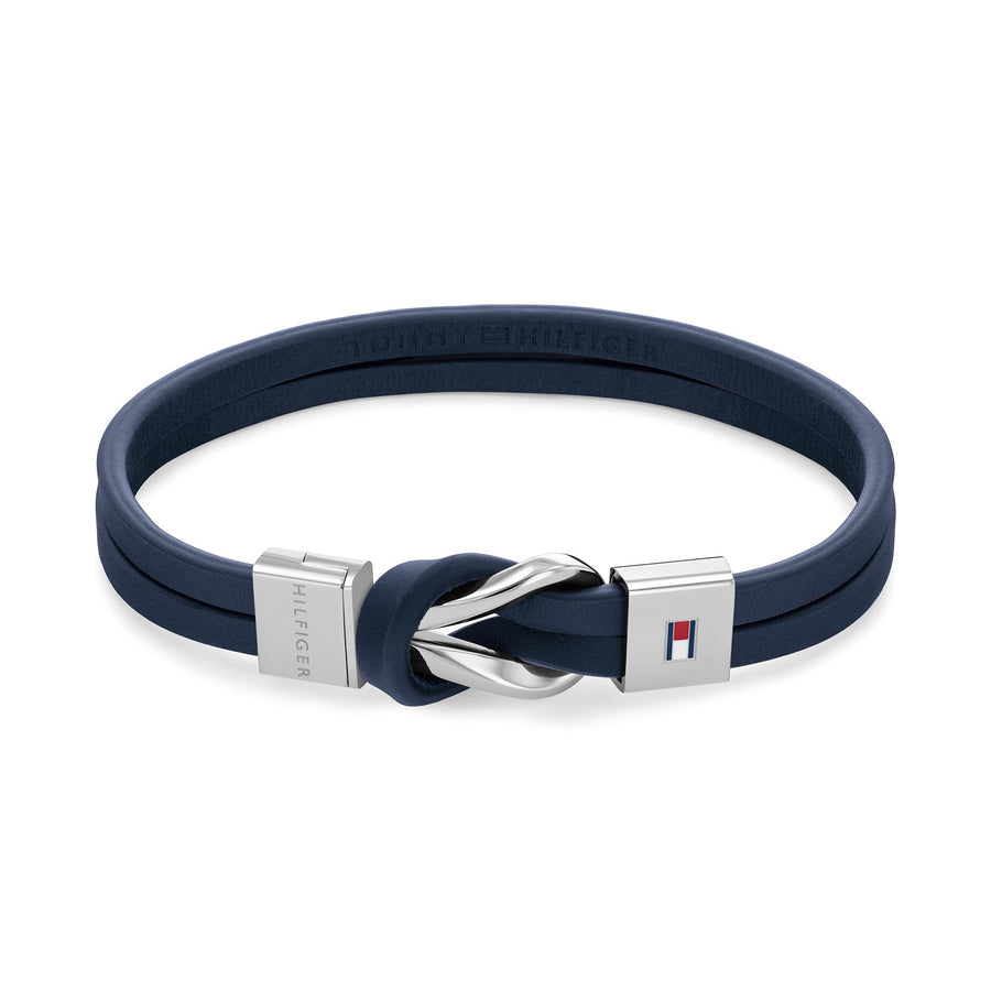 Tommy Hilfiger Jewellery Stainless Steel & Navy Leather Men's Bracelet - 2790443