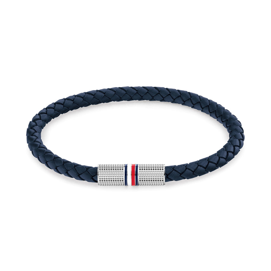 Tommy Hilfiger Jewellery Stainless Steel & Navy Leather Men's Rope Bracelet - 2790460