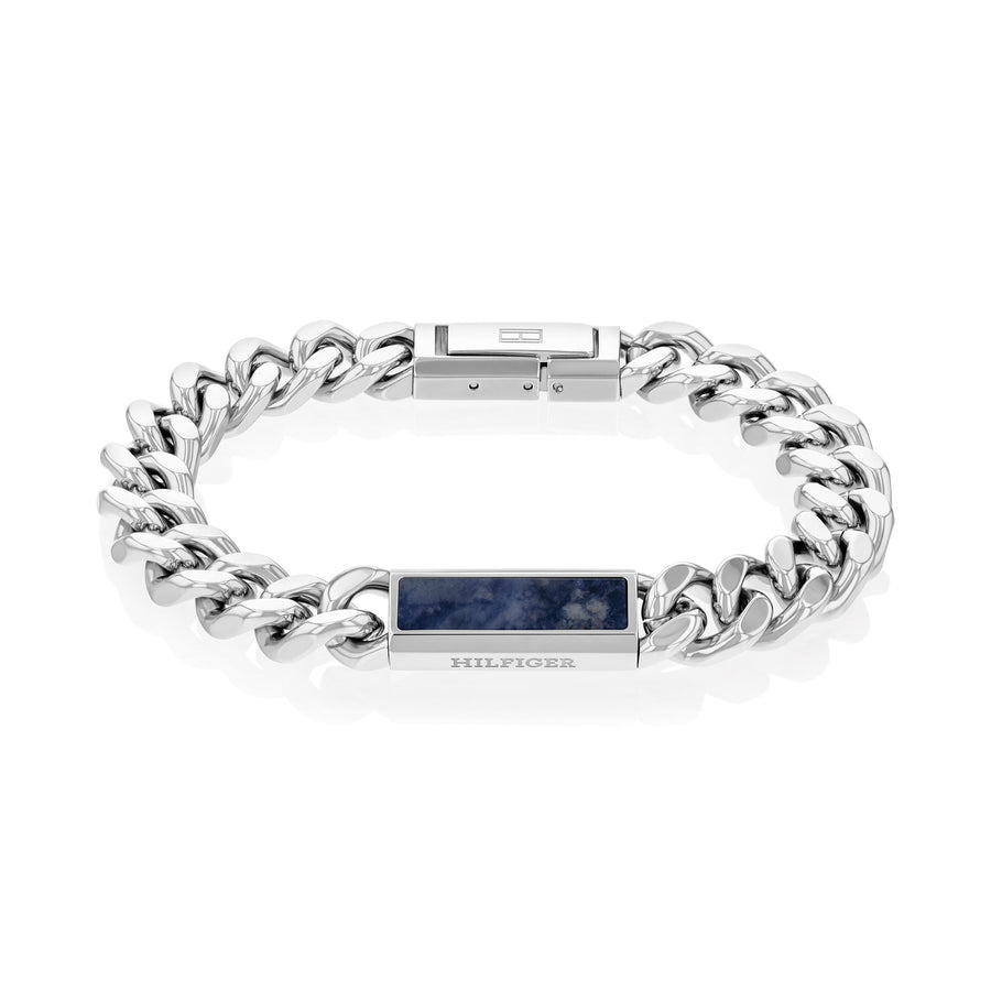 Tommy Hilfiger Jewellery Stainless Steel & Blue Sodalite Stone Men's Chain Bracelet - 2790538