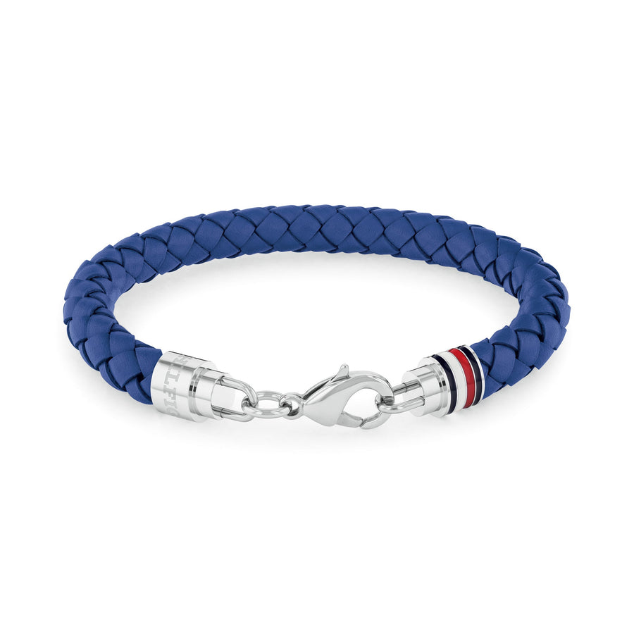 Tommy Hilfiger Jewellery Stainless Steel & Cobal Blue Leather Men's Leather Bracelet - 2790548