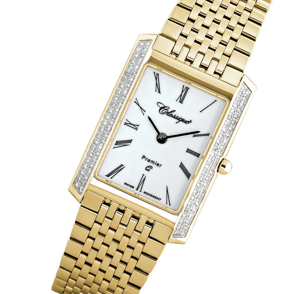 Classique Diamonds Premier Gold Steel Ladies Swiss Watch - 28126GD